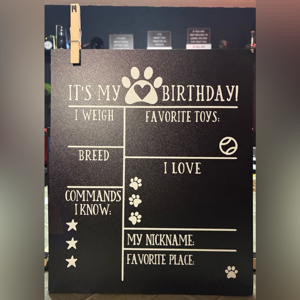 Black and White Pet Birthday Board